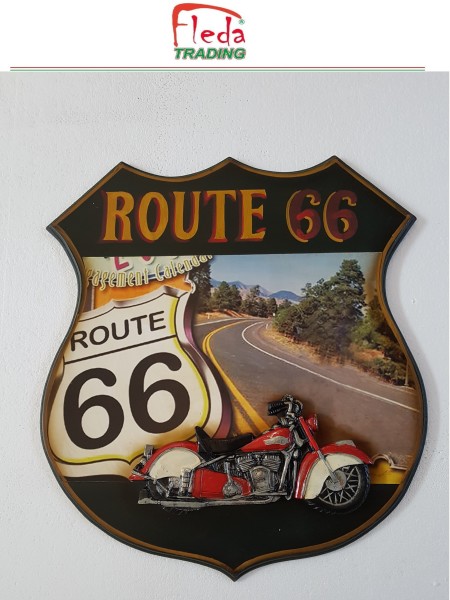 Quadro Legno Targa Vintage Route 66″ Decorazione da Parete